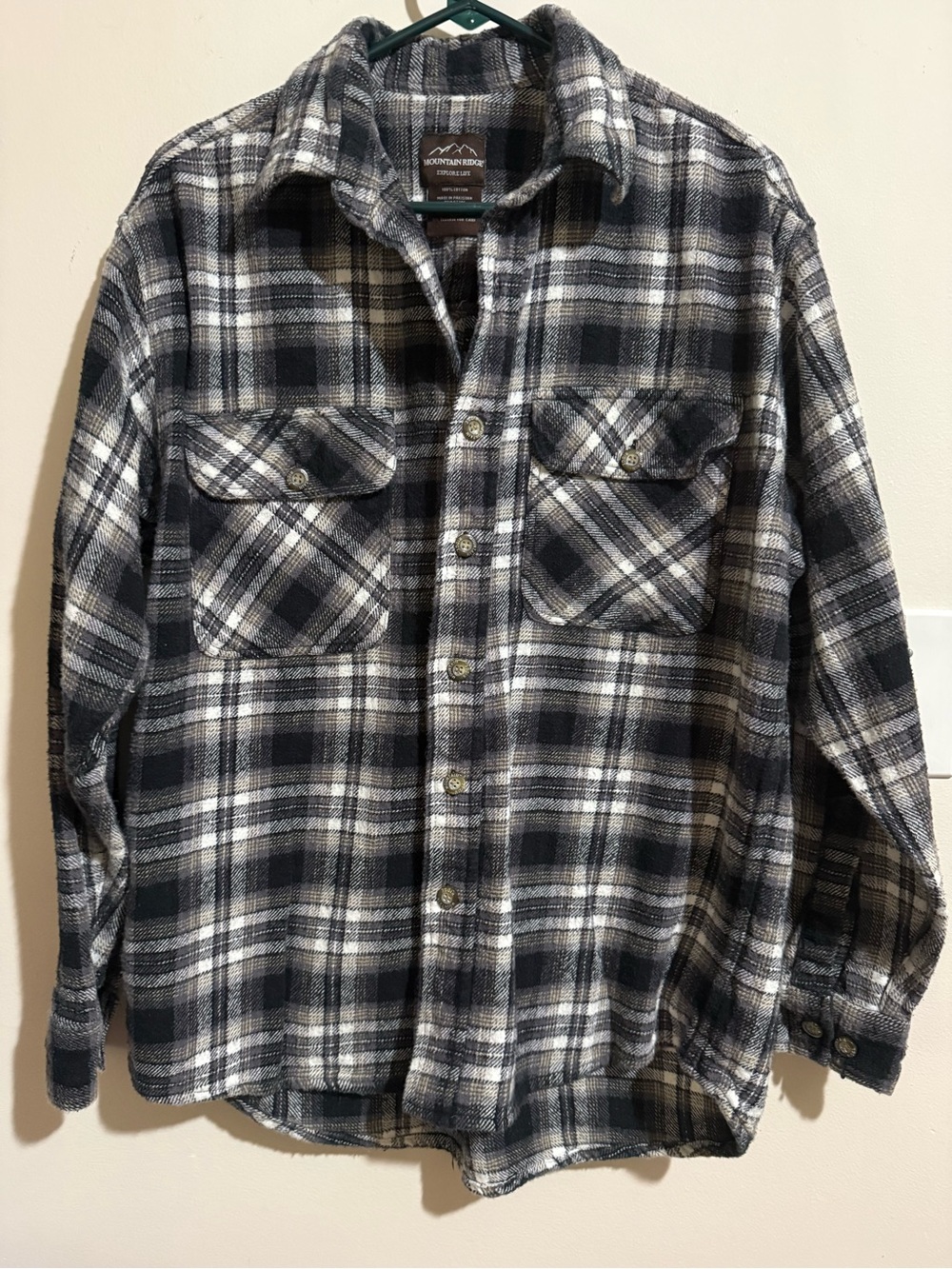 Men's Plaid Flannel Shirt Jacket - Black & White